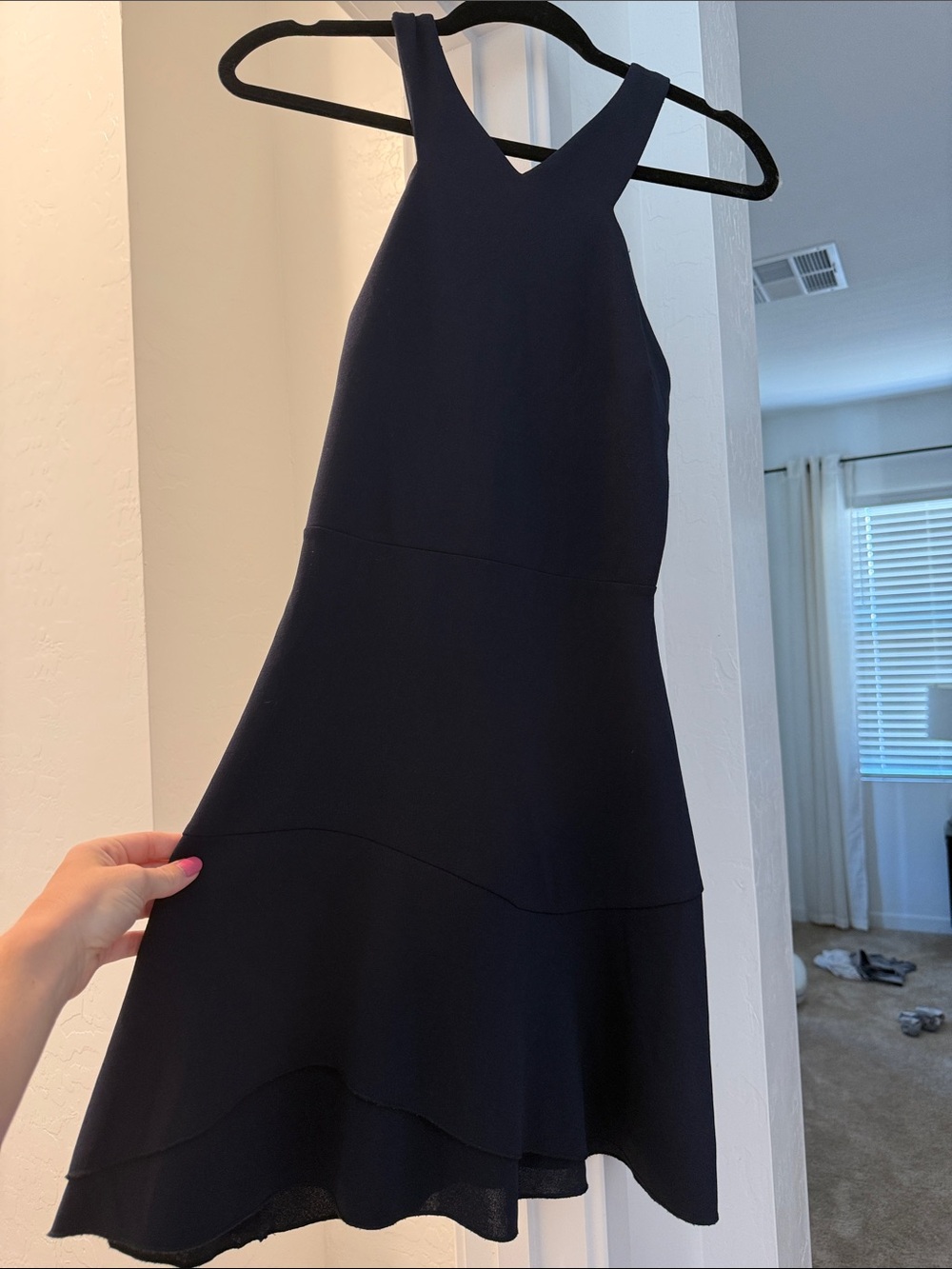 AQUA Classic Navy Halter A-Line Dress - Women's